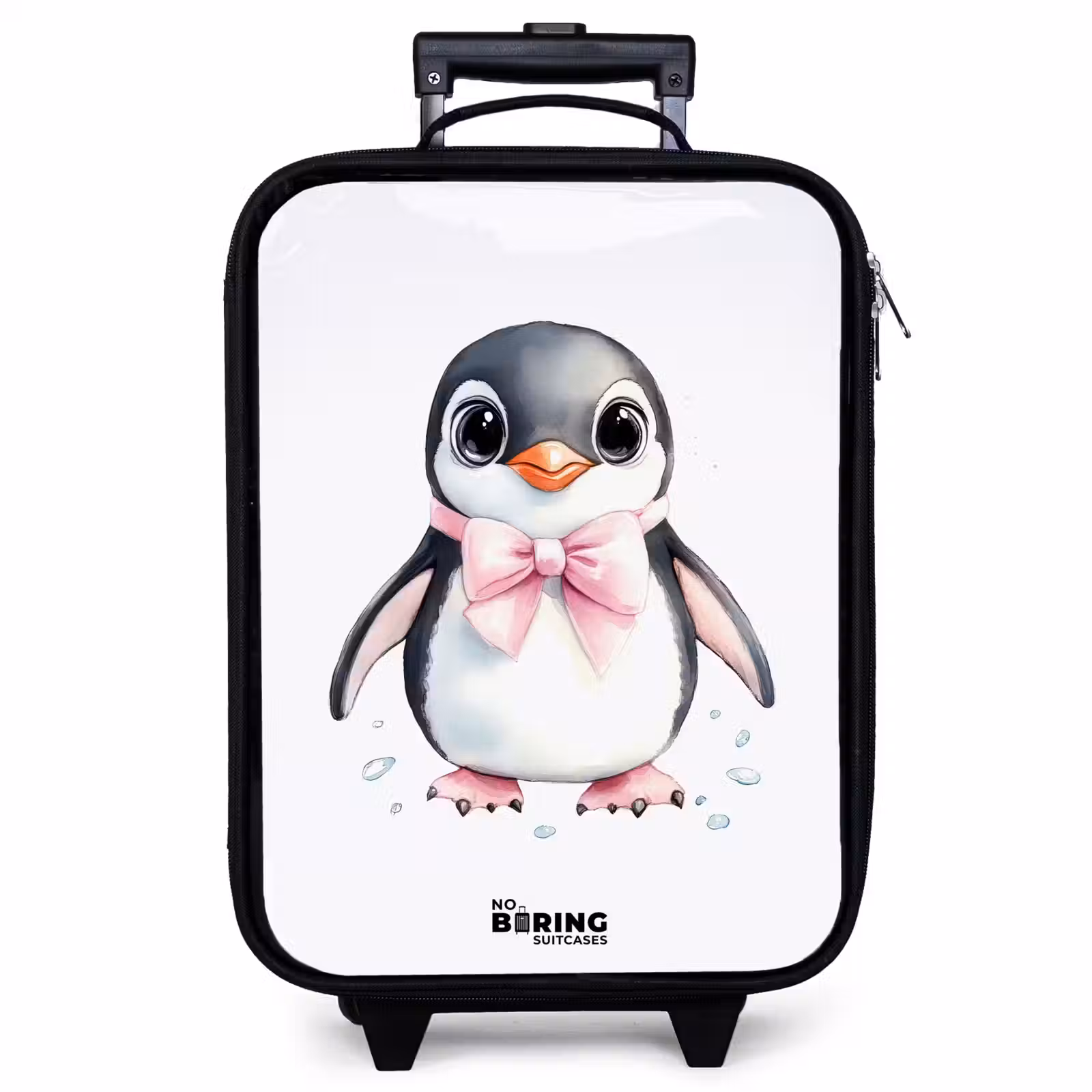 Children's suitcase - Penguin with pink bow and ice drops — 1
