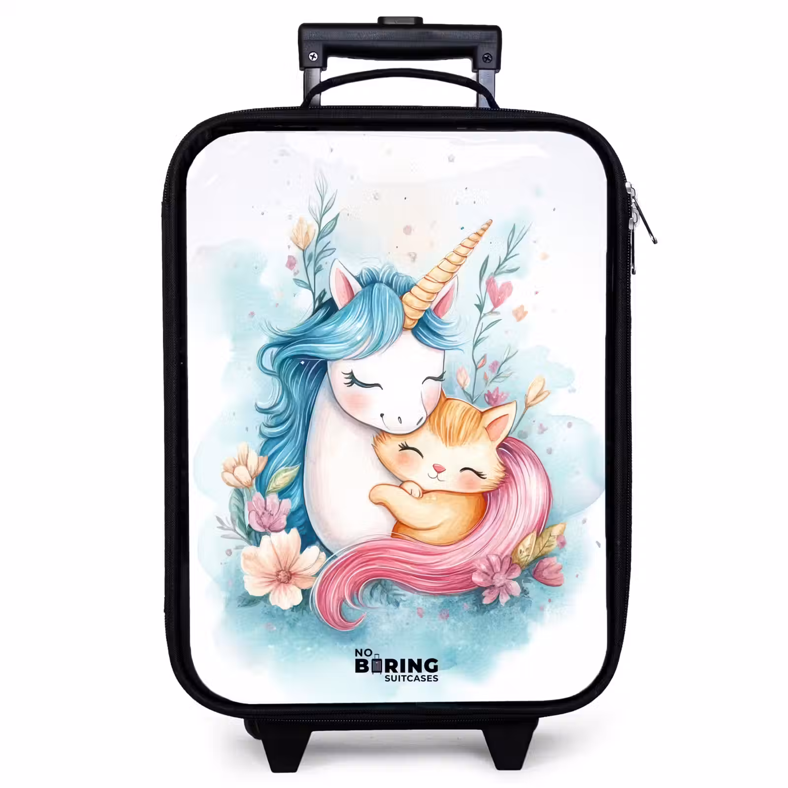 Children's suitcase - Unicorn with blue mane and orange kitten — 1