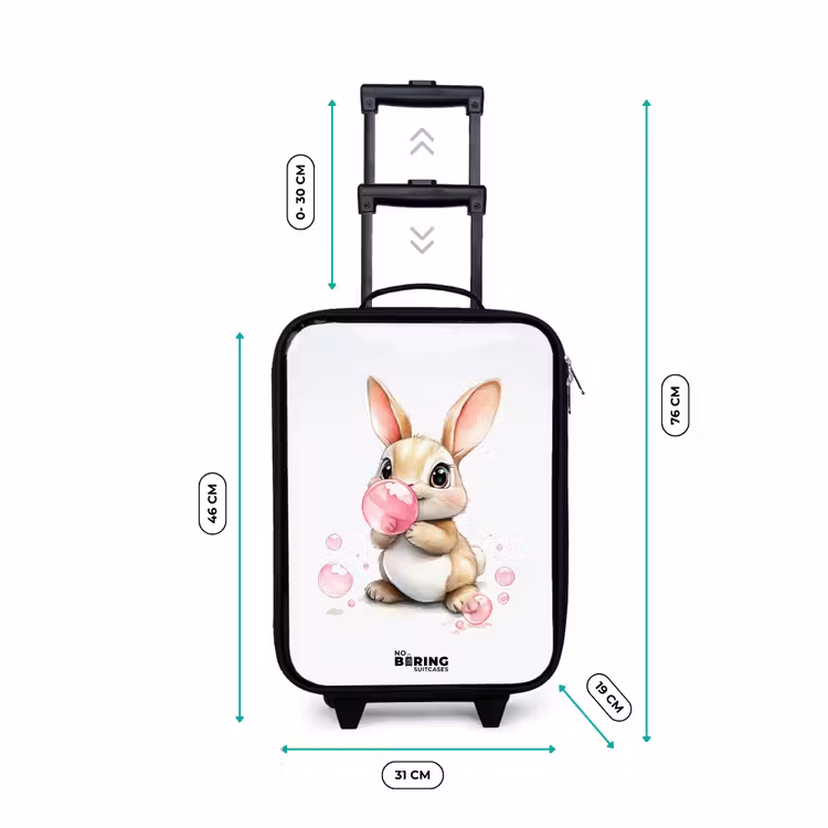 Children's suitcase - Brown bunny with pink bubbles — 3