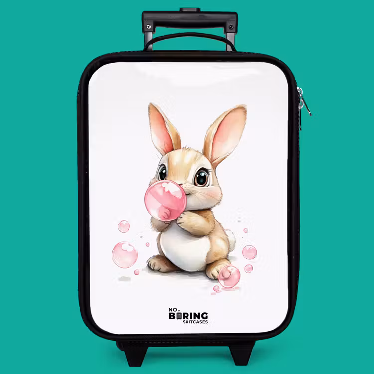 Children's suitcase - Brown bunny with pink bubbles — 4