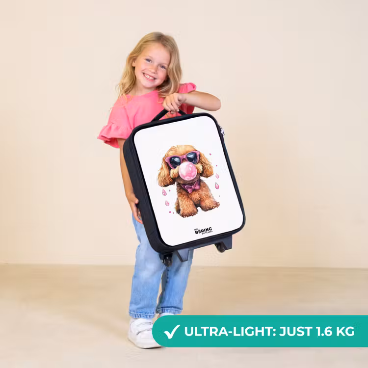 Children's suitcase - Brown dog with pink glasses and gumball — 5