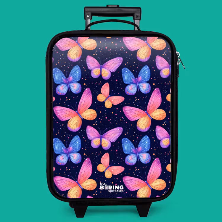Children's suitcase - Colorful butterflies in pink and blue — 4