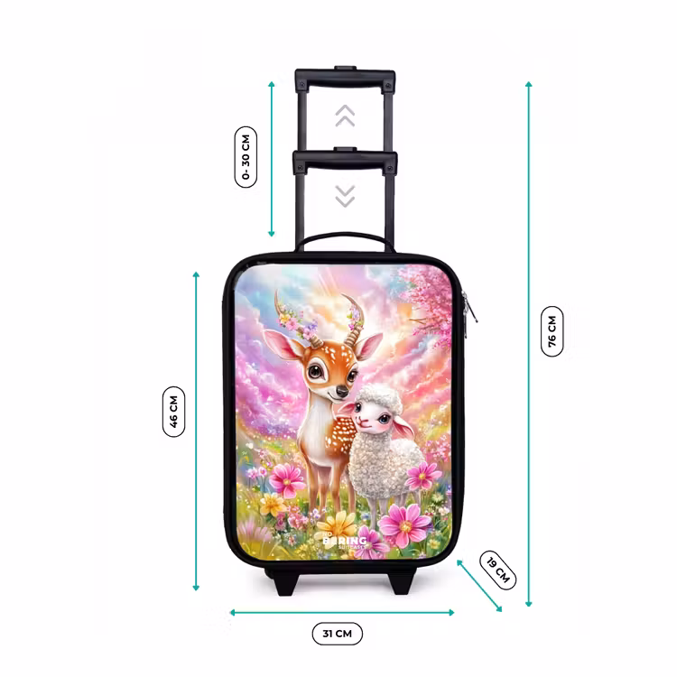 Children's suitcase - Deer with a lamb in pastel flower field — 3