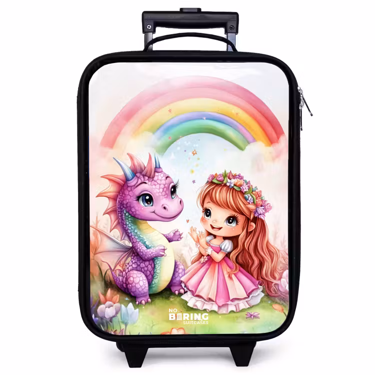 Children's suitcase - Girl with purple dragon under rainbow — 1