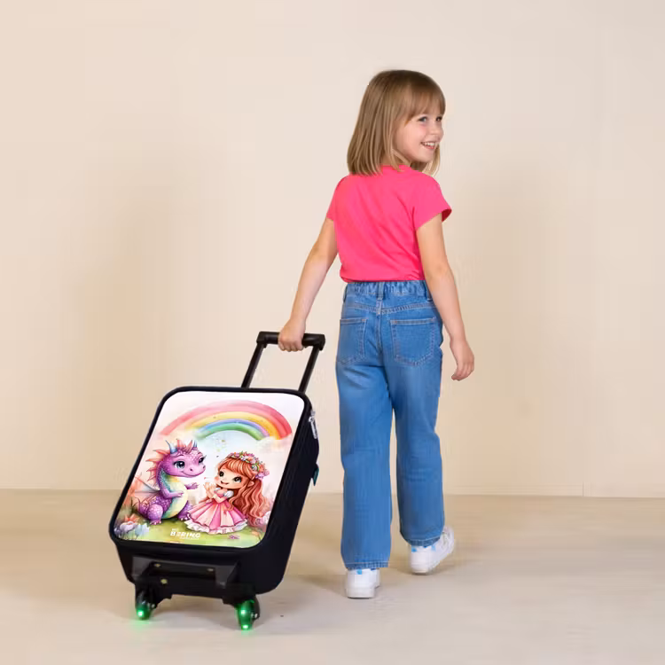 Children's suitcase - Girl with purple dragon under rainbow — 2