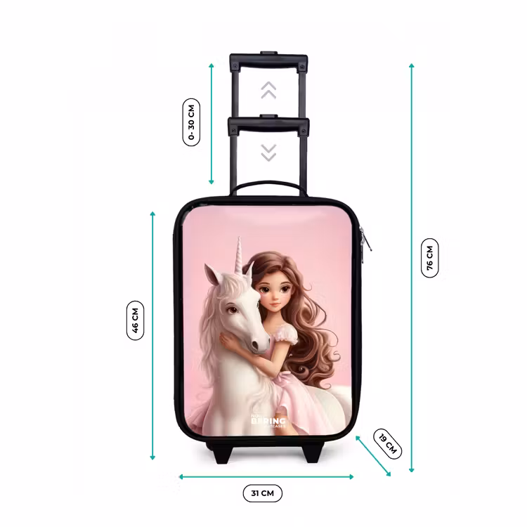 Children's suitcase - Girl with white unicorn on pink background — 3