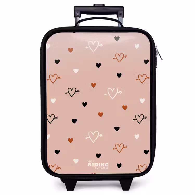 Children's suitcase - Hearts with arrows in black, white and pink — 1