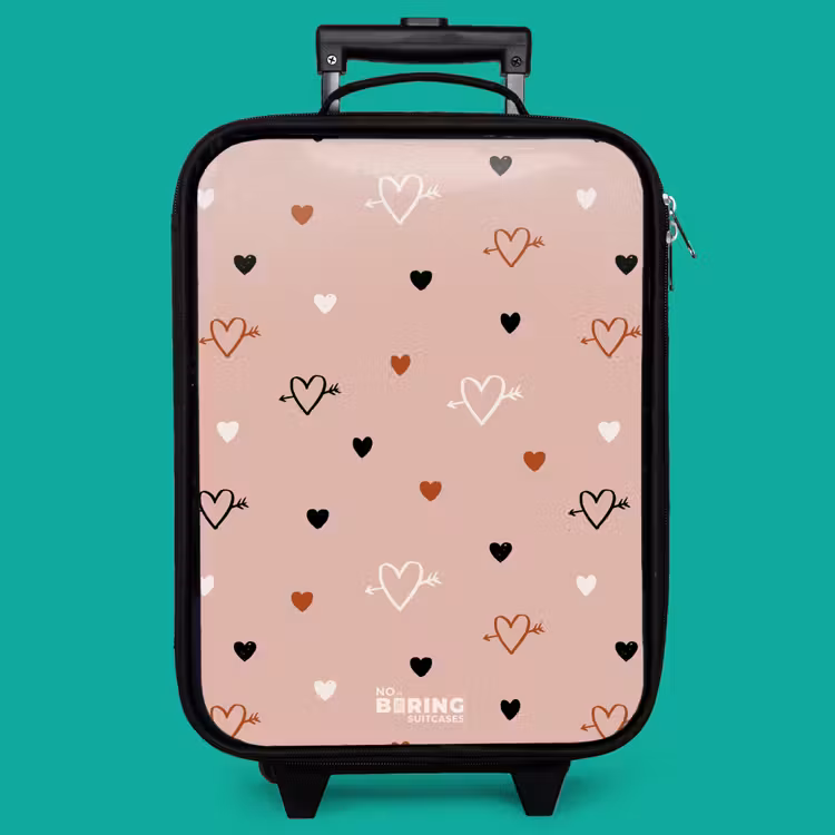 Children's suitcase - Hearts with arrows in black, white and pink — 4