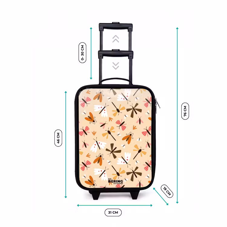 Children's suitcase - Insect pattern in brown, pink and orange on beige background — 3