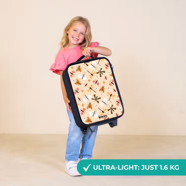 Children's suitcase - Insect pattern in brown, pink and orange on beige background — 5