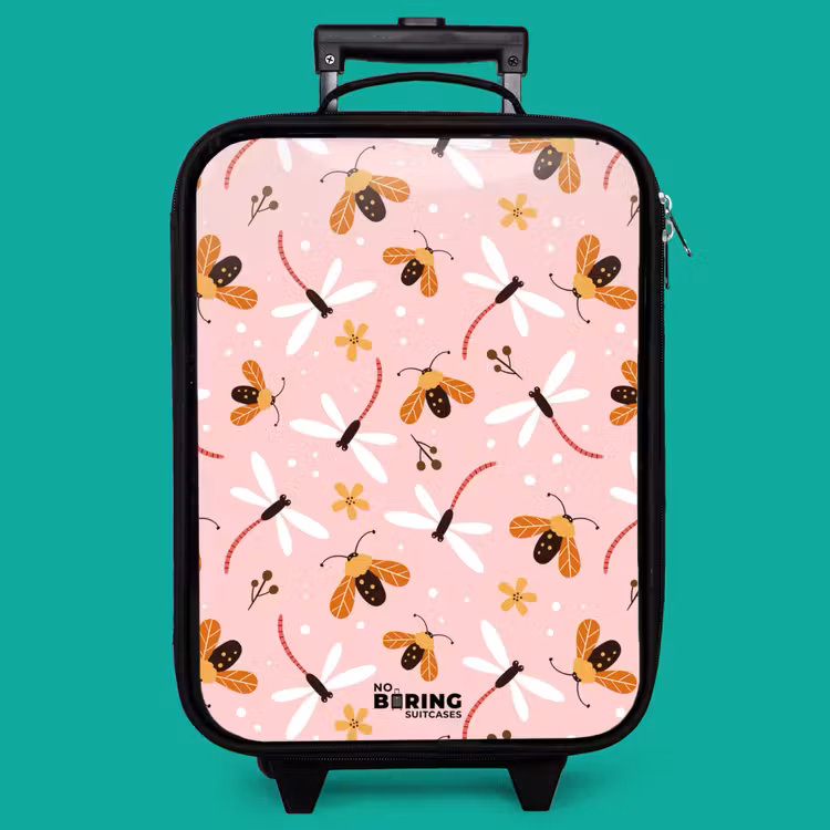 Children's suitcase - Ladybugs and dragonflies on pink background — 4