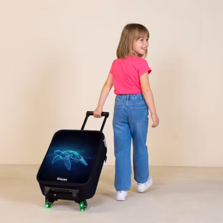 Children's suitcase - Luminous turtle in digital ocean — 2