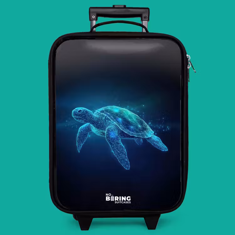 Children's suitcase - Luminous turtle in digital ocean — 4