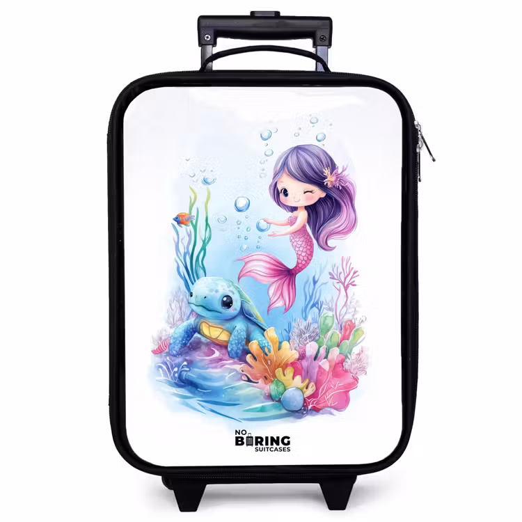 Children's suitcase - Mermaid with blue turtle among coral — 1