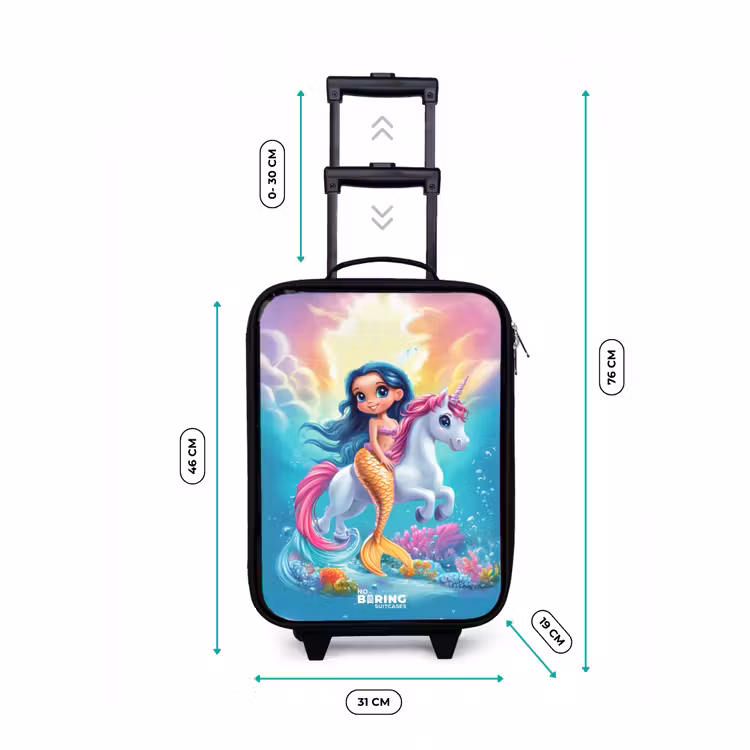 Children's suitcase - Mermaid with golden tail with a white unicorn — 3