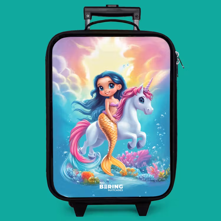 Children's suitcase - Mermaid with golden tail with a white unicorn — 4