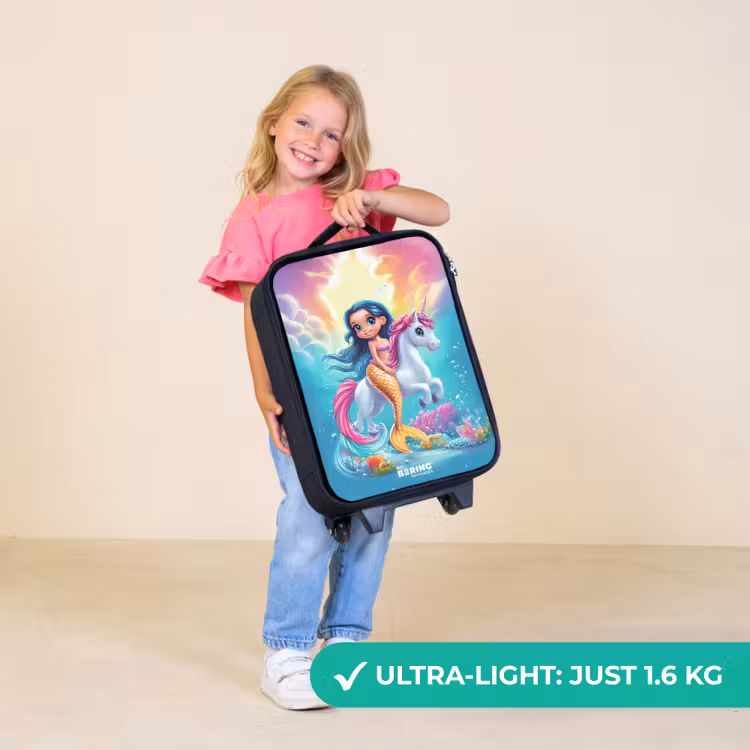 Children's suitcase - Mermaid with golden tail with a white unicorn — 5
