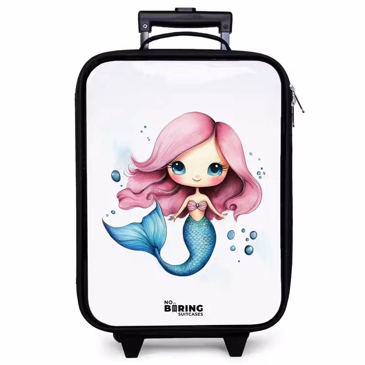 Children's suitcase - Mermaid with pink hair and blue tail among bubbles — 1