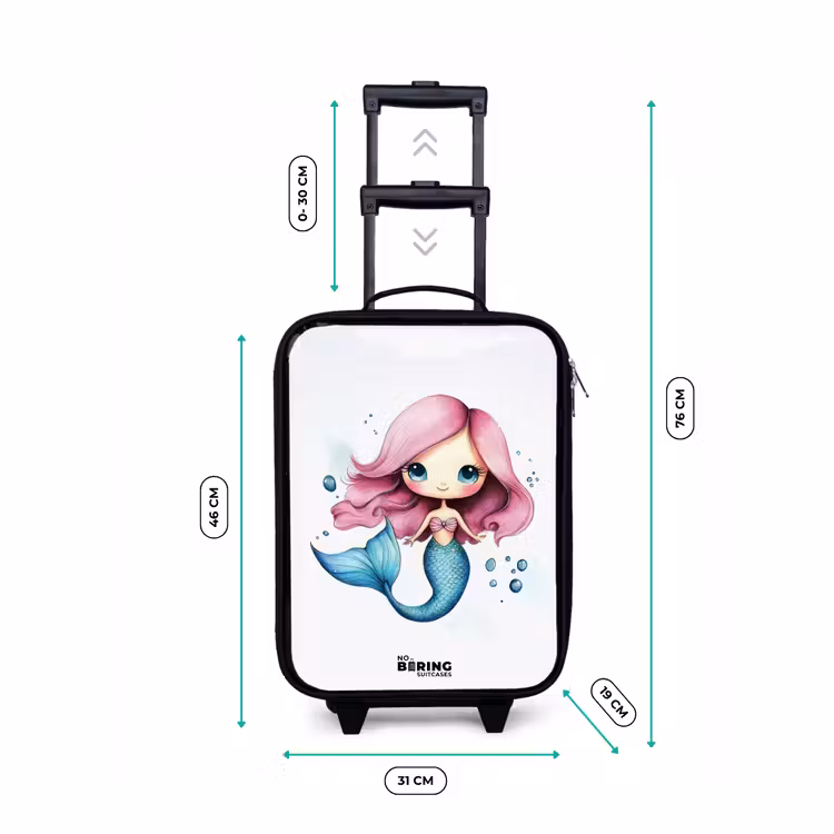 Children's suitcase - Mermaid with pink hair and blue tail among bubbles — 3