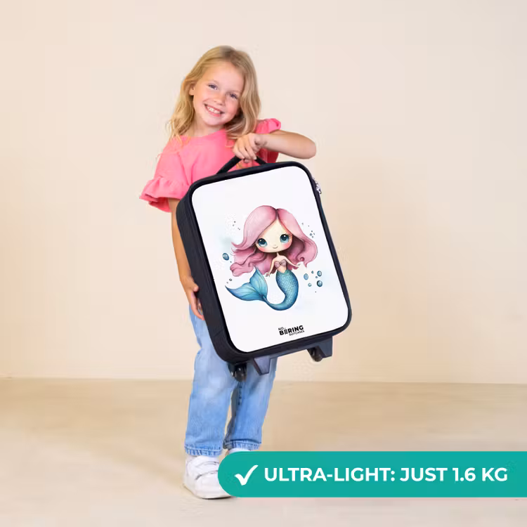 Children's suitcase - Mermaid with pink hair and blue tail among bubbles — 5