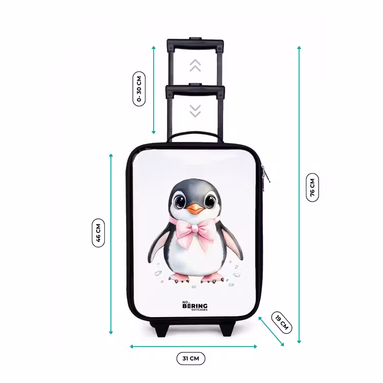 Children's suitcase - Penguin with pink bow and ice drops — 3