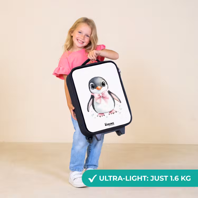 Children's suitcase - Penguin with pink bow and ice drops — 5