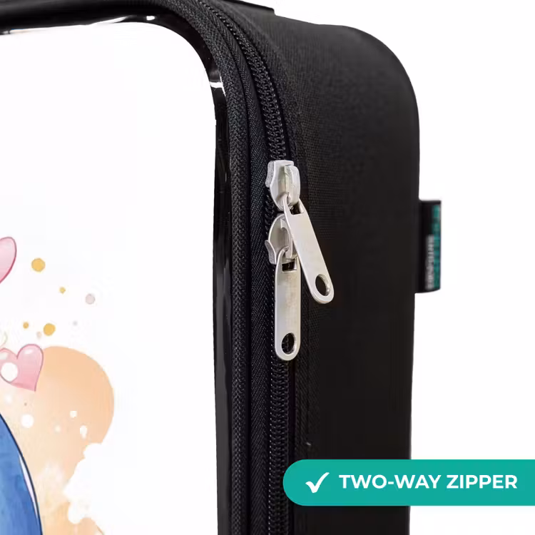 Children's suitcase - Pink flamingo and blue dolphin on a beach — 6