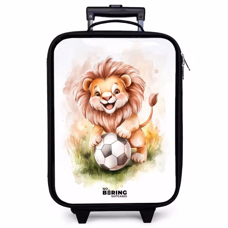 Children's suitcase - Playful lion with soccer on lawn — 1