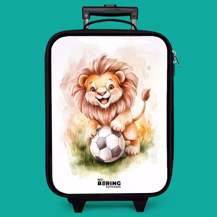 Children's suitcase - Playful lion with soccer on lawn — 4