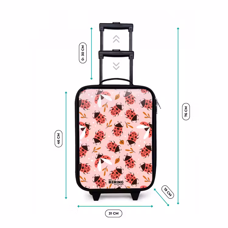 Children's suitcase - Red ladybugs on pink background — 3