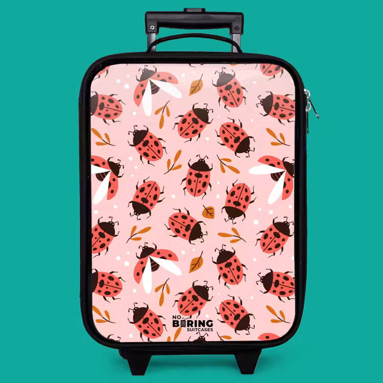 Children's suitcase - Red ladybugs on pink background — 4