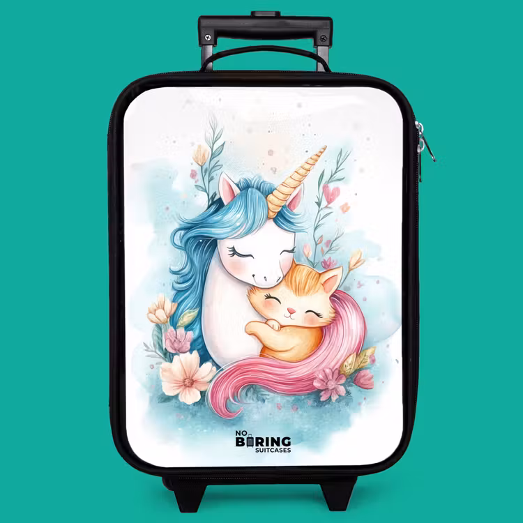 Children's suitcase - Unicorn with blue mane and orange kitten — 4