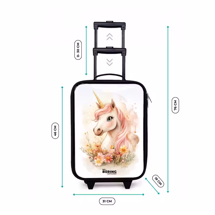 Children's suitcase - Unicorn with pink mane among pastel flowers — 3