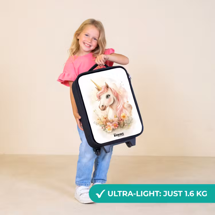Children's suitcase - Unicorn with pink mane among pastel flowers — 5