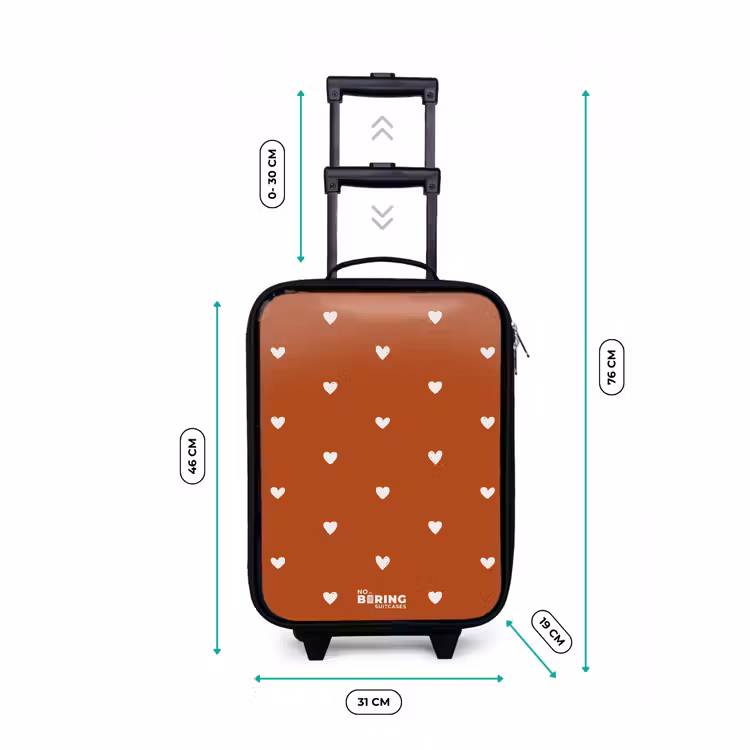 Children's suitcase - White heart pattern on orange brown background — 3
