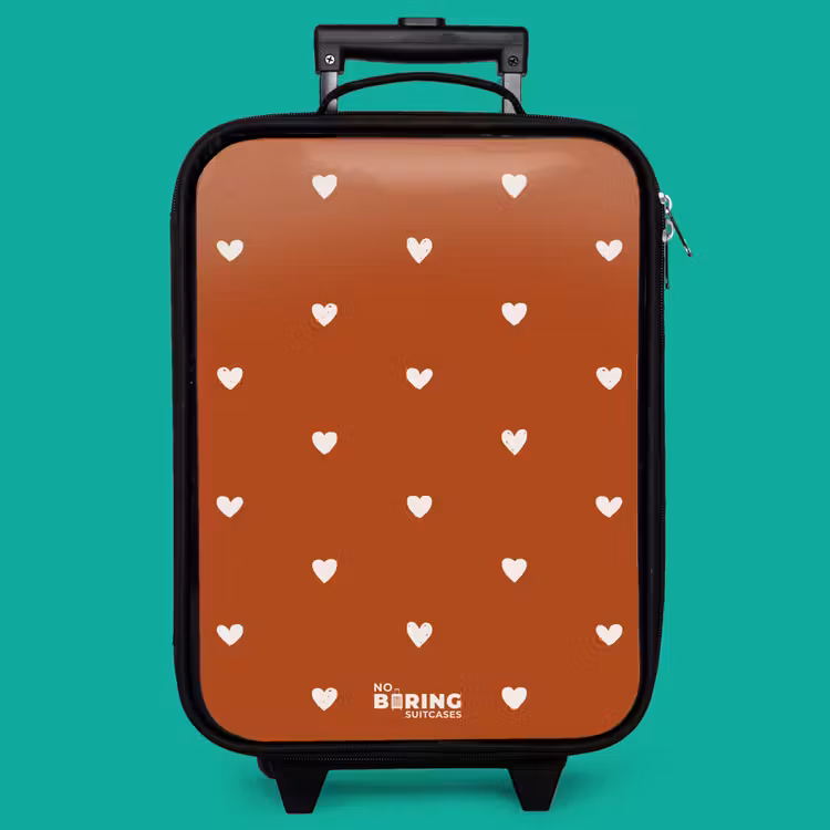 Children's suitcase - White heart pattern on orange brown background — 4