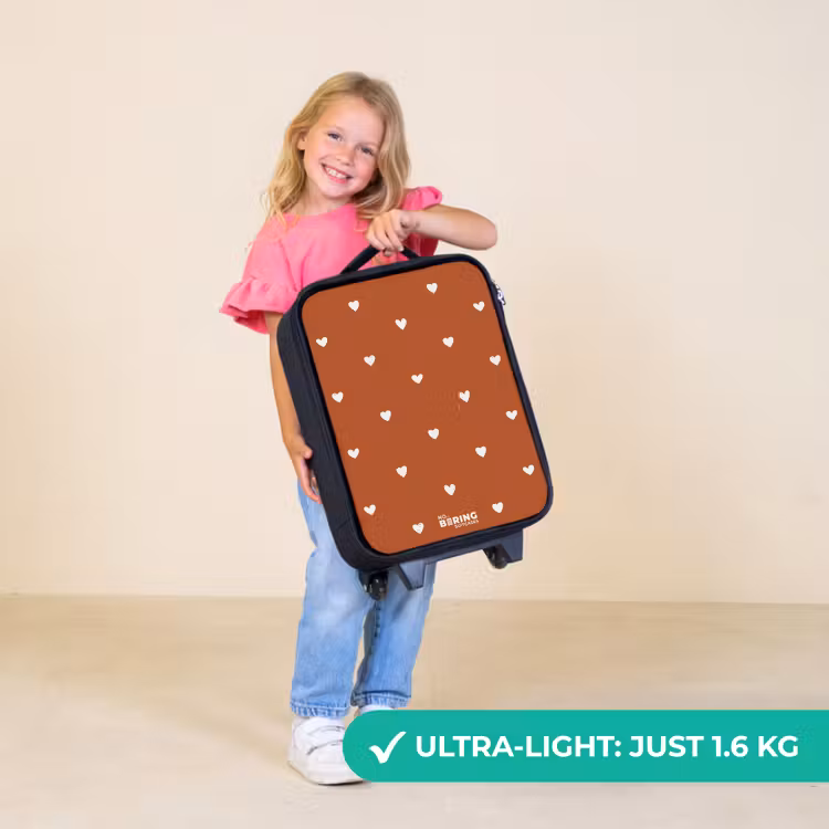 Children's suitcase - White heart pattern on orange brown background — 5
