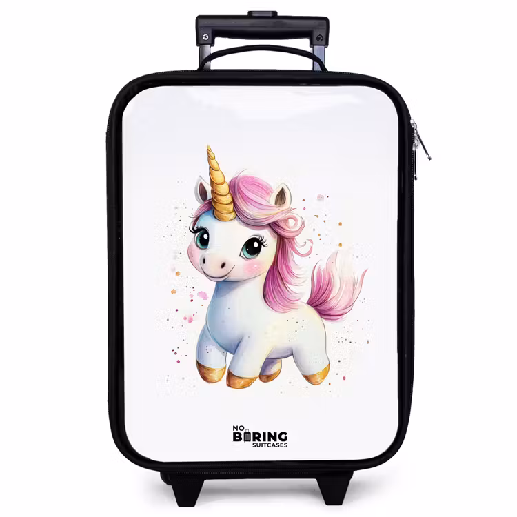 Children's suitcase - White unicorn with pink mane — 1