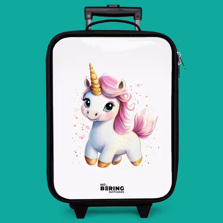 Children's suitcase - White unicorn with pink mane — 4
