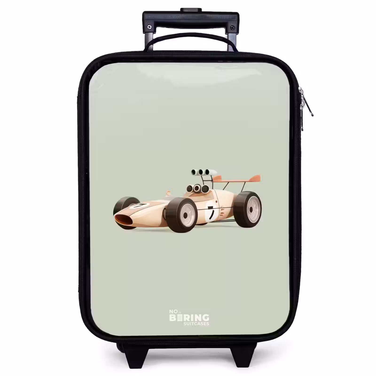 Children's suitcase - Beige retro race car on green background — 1