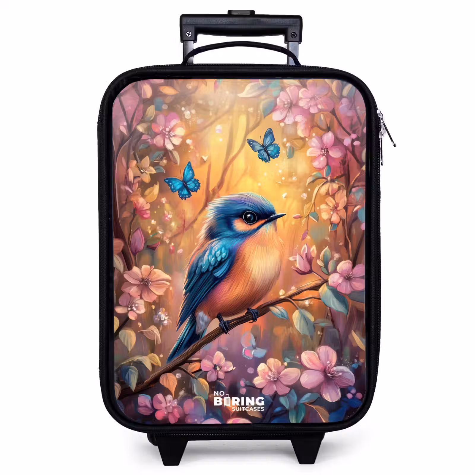 Children's suitcase - Bird with butterflies in colorful forest. — 1