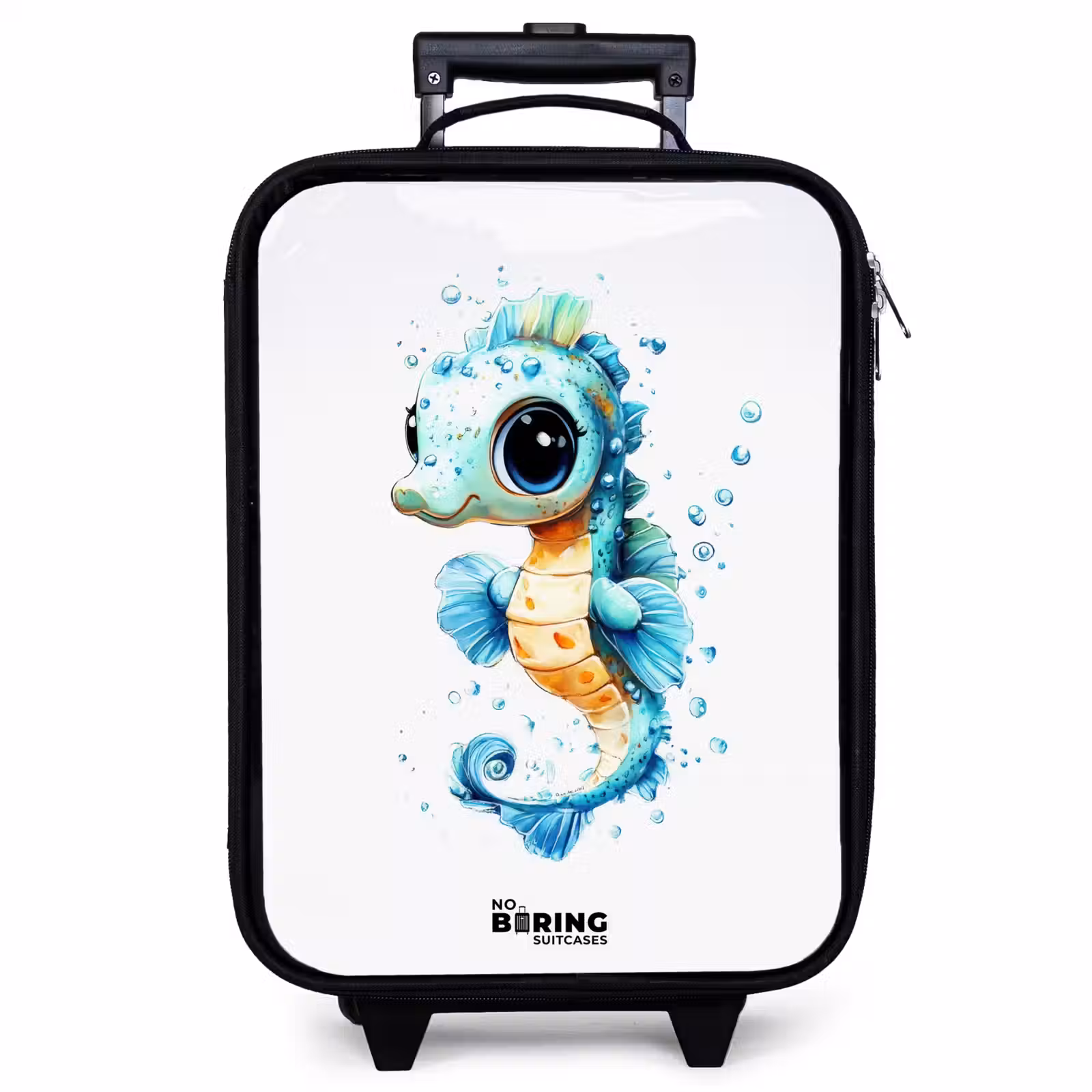 Children's suitcase - Blue seahorse with big eyes and bubbles — 1