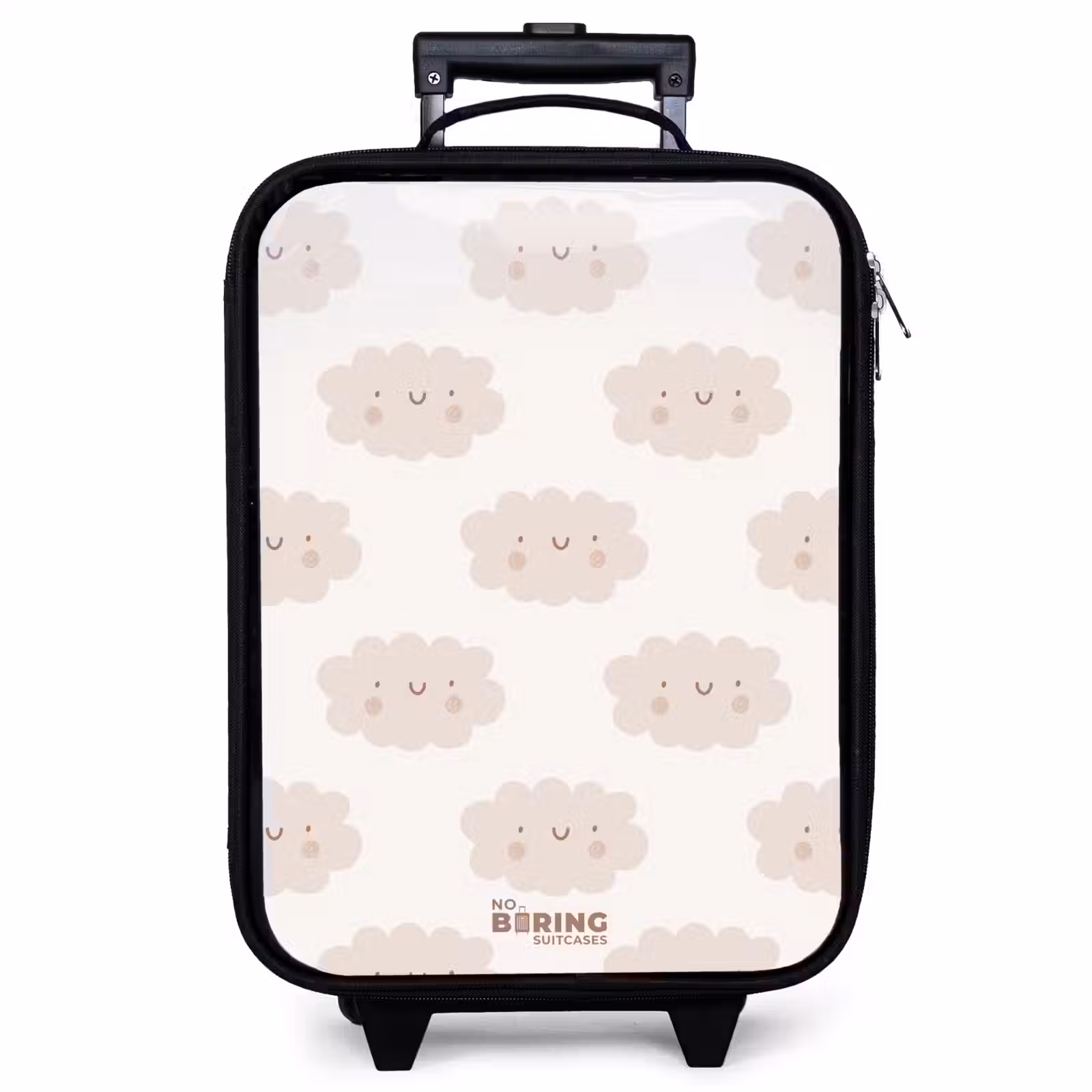 Children's suitcase - Cheerful clouds with faces on cream background — 1