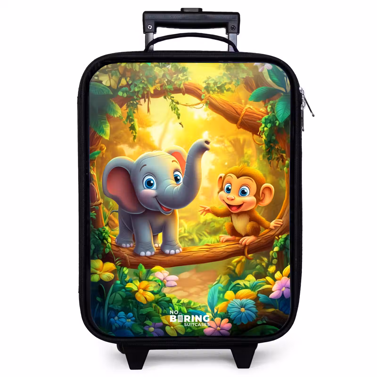 Children's suitcase - Elephant and monkey in colorful jungle — 1