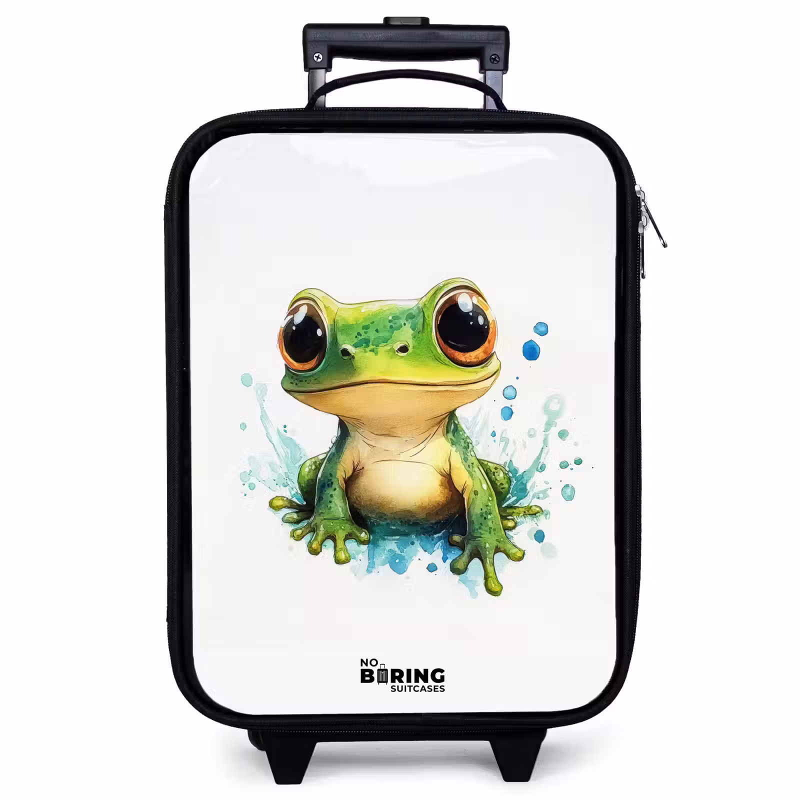 Children's suitcase - Green frog with big eyes on white background — 1