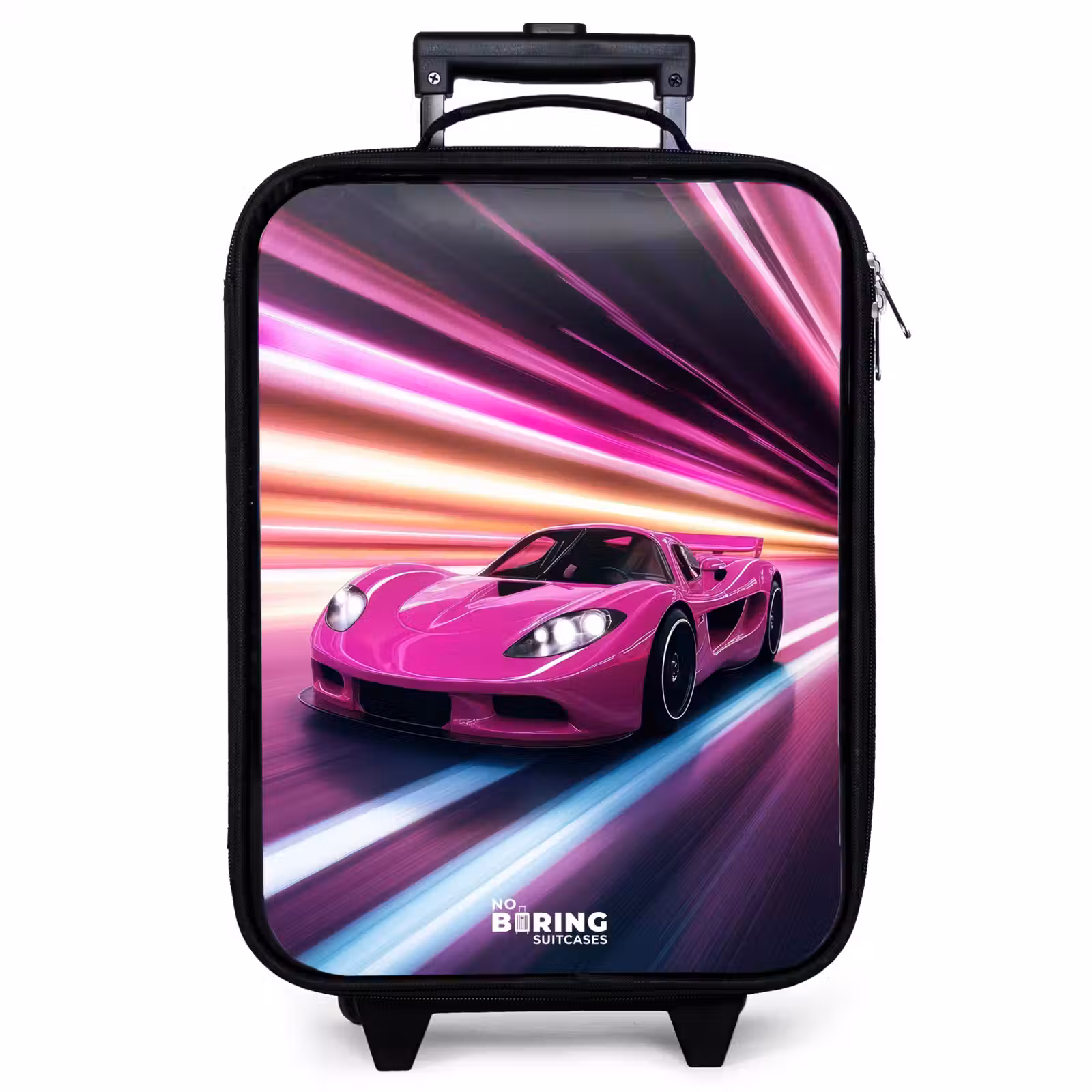 Children's suitcase - Pink race car flashes through neon light — 1