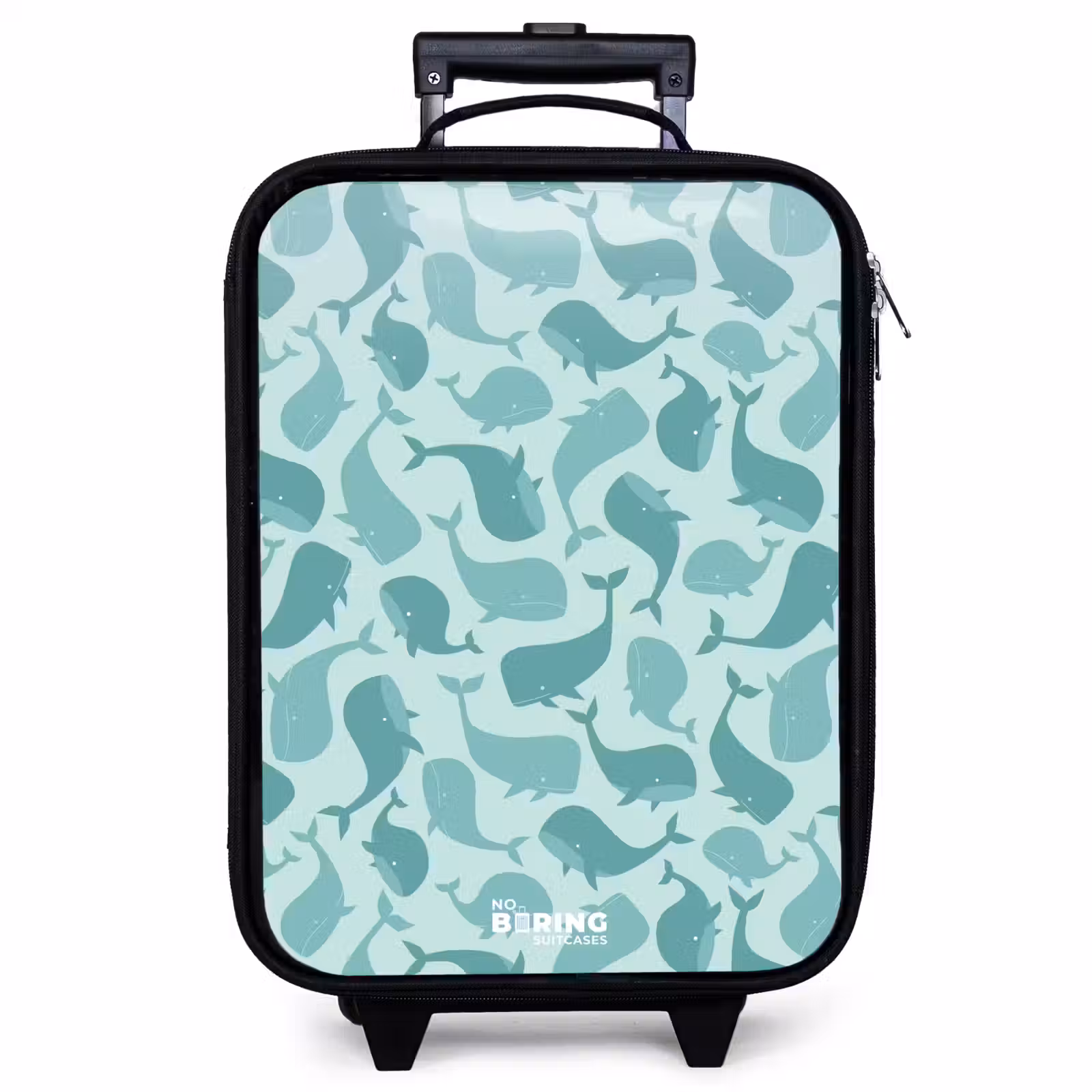 Children's suitcase - Stylized whales in tonal sea green hues — 1