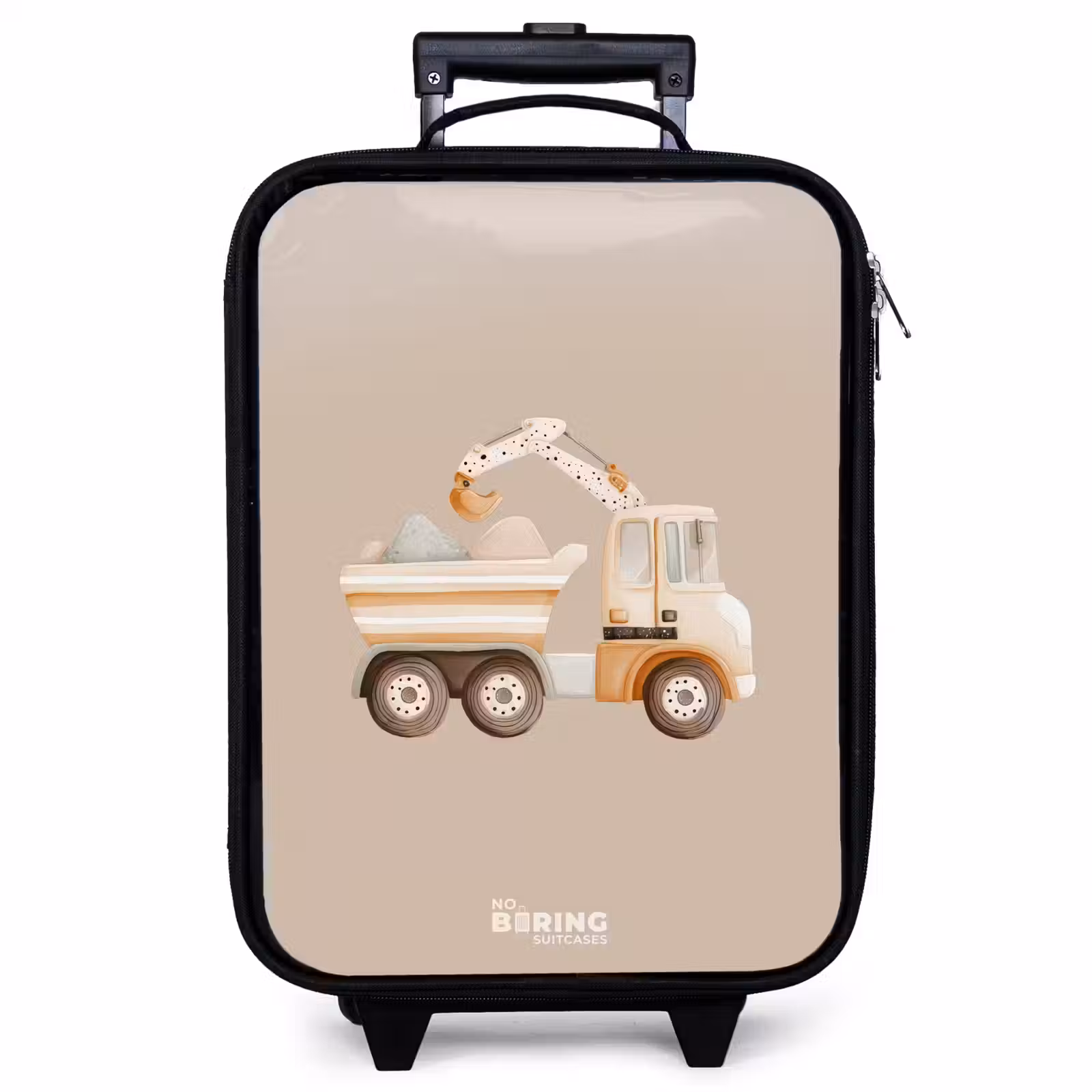 Children's suitcase - Yellow dump truck in neutral colors — 1