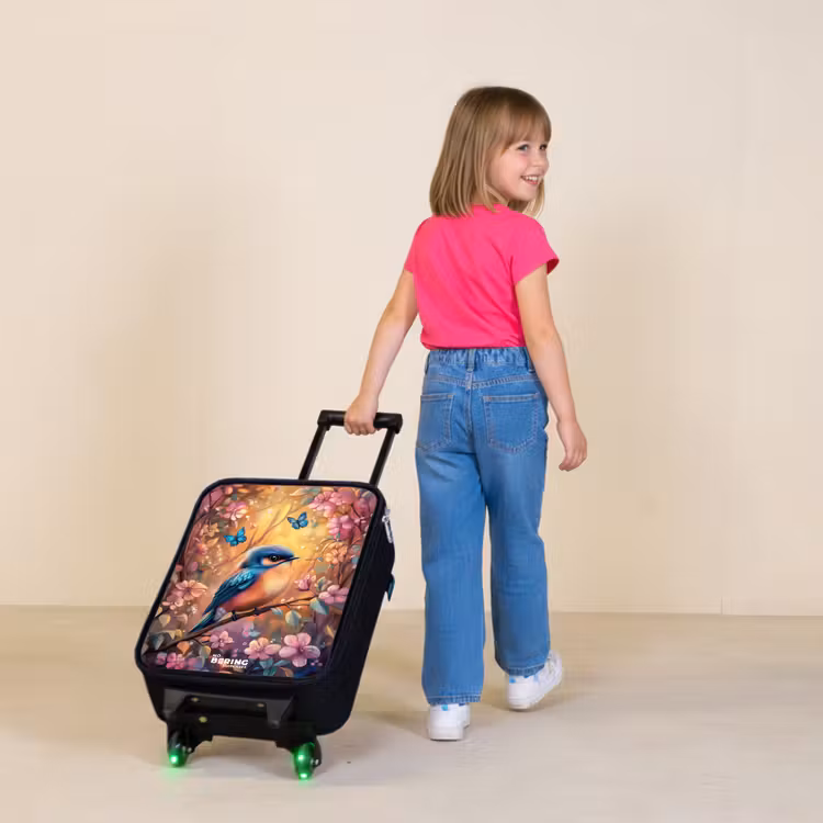 Children's suitcase - Bird with butterflies in colorful forest. — 2
