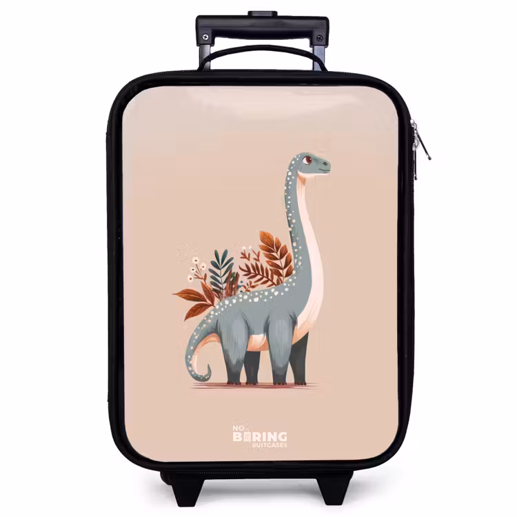 Children's suitcase - Blue dinosaur on a beige background — 1